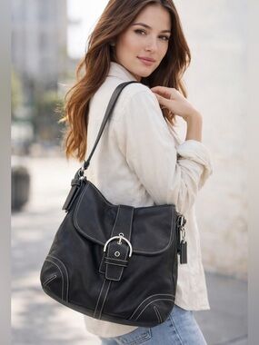 Coach Vintage SoHo Black Leather Shoulder/Crossbody Bag GUC